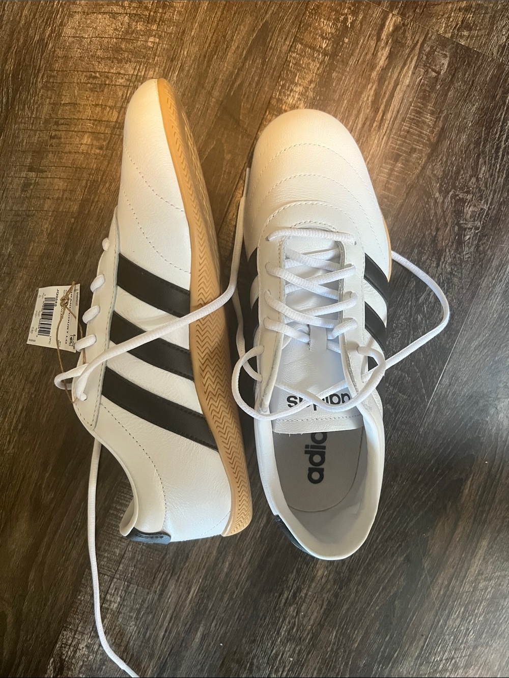 adidas White and Black Samba-Inspired Indoor Sneaker - Picture 5 of 6